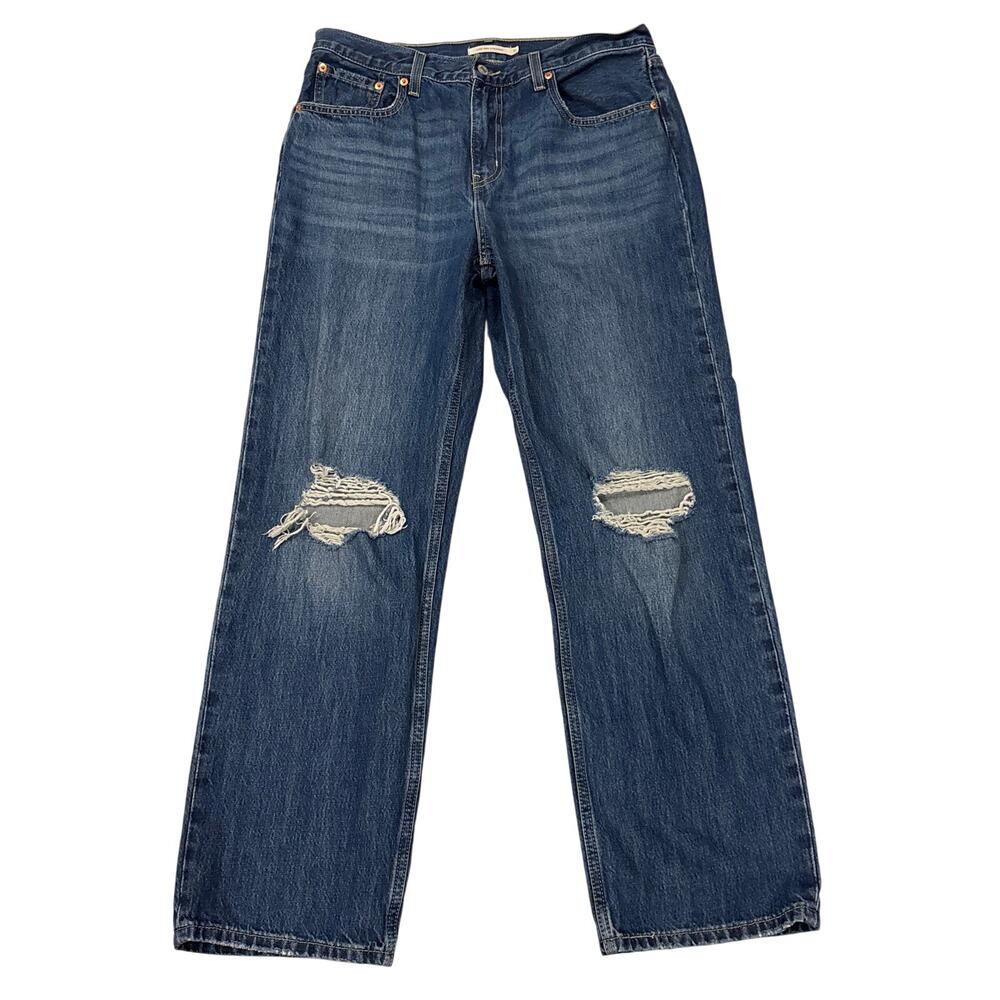 Levis Jeans Womens 31 Blue Low Pro Straight 100% Cotton Ripped Distressed Casual